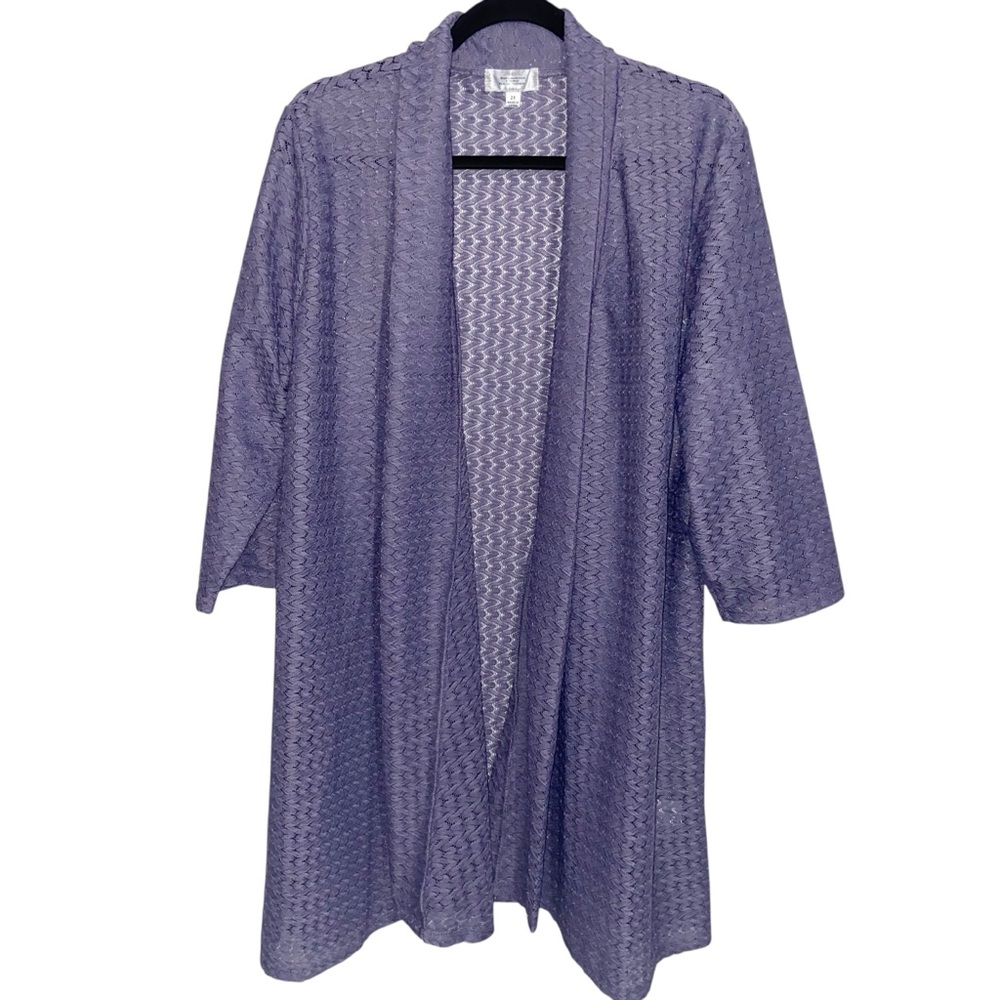 Shannon Ford Top Womens Plus Size 2X Longline Open Cardigan Career Open Knit